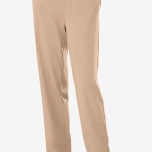 Beige Straight-Leg Pants